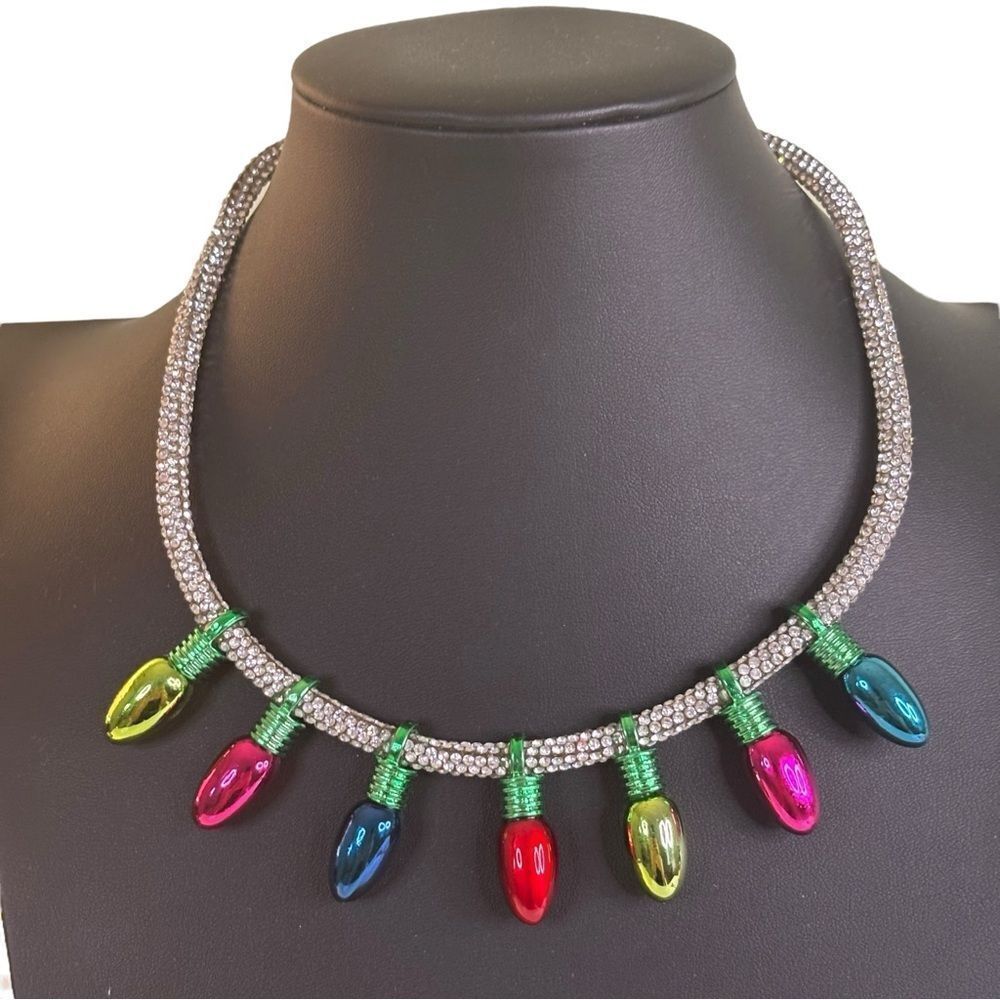 Gorgeous Colorful Crystal Mesh Holiday Light Necklace
